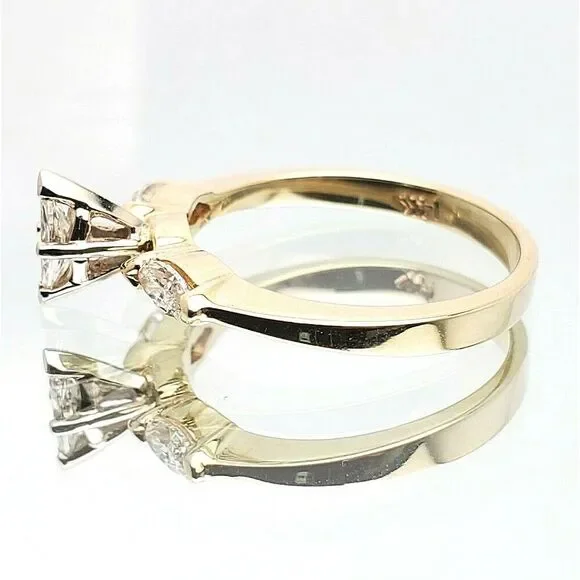 WOMEN'S 14K YELLOW GOLD & MARQUISE DIAMOND ENGAGEMNT RING